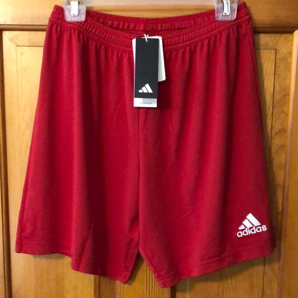 Adidas Red Athletic Shorts Lightweight Breathable Design